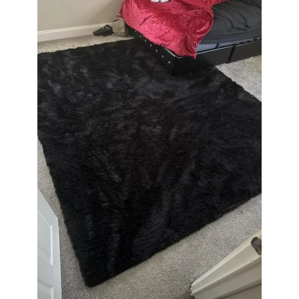 New 8x10 Black Shaggy Area Rug, Soft Washable Plush Carpet for Home & Room Decor